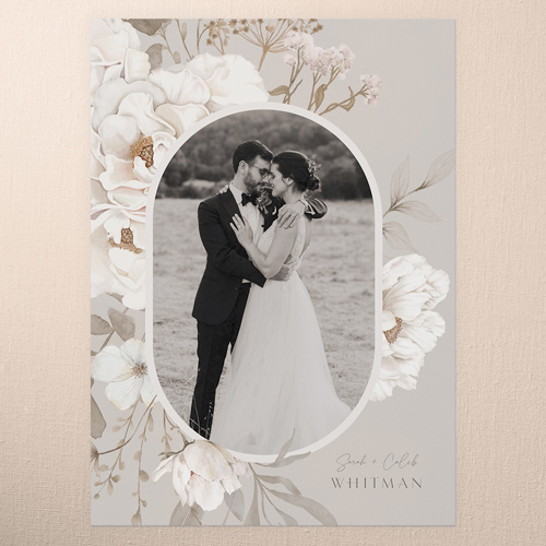 Full Bloom Wedding Thank You Card, Gray, 5x7 Flat, Matte, Signature Smooth Cardstock, Square