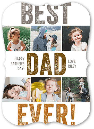 Best Dad Forever Father's Day Card, White, 5x7 Flat, Pearl Shimmer Cardstock, Bracket