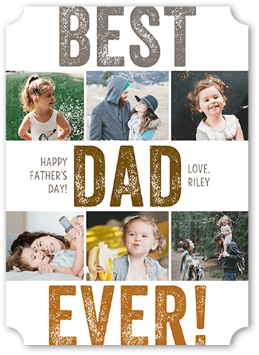 Best Dad Forever Father's Day Card, White, 5x7, Pearl Shimmer Cardstock, Ticket