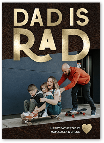 Raddest Dad Father's Day Card, Brown, 5x7 Flat, Pearl Shimmer Cardstock, Square