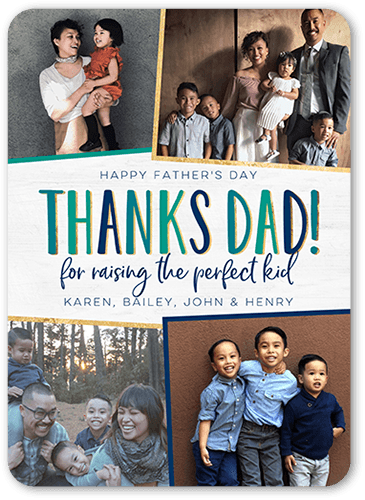 Perfect Kid Father's Day Card, White, 5x7 Flat, Pearl Shimmer Cardstock, Rounded, White