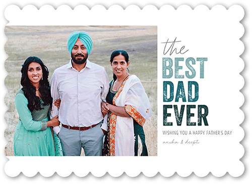 Best Dad Ombre Father's Day Card, Blue, 5x7 Flat, Pearl Shimmer Cardstock, Scallop