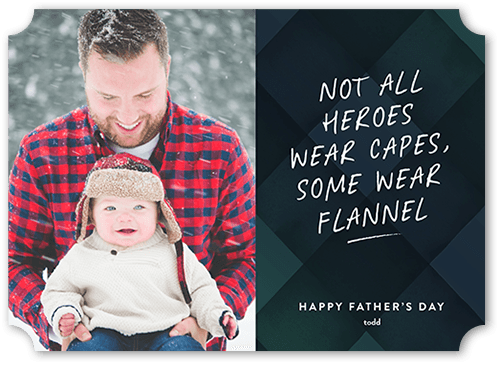 Flannel Hero Father's Day Card, Black, 5x7 Flat, Pearl Shimmer Cardstock, Ticket