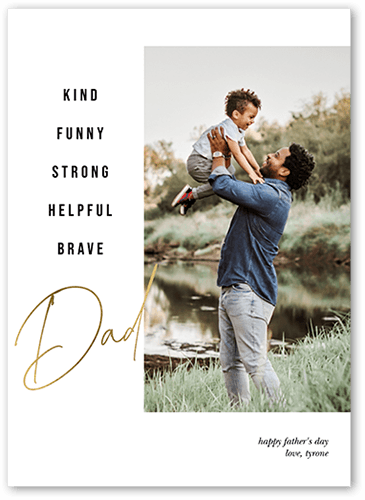 Loving Qualities Father's Day Card, White, 5x7 Flat, Standard Smooth Cardstock, Square