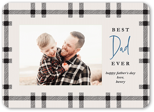 Best Dad Flannel Father's Day Card, Grey, 5x7 Flat, Standard Smooth Cardstock, Rounded, Whisper Gray