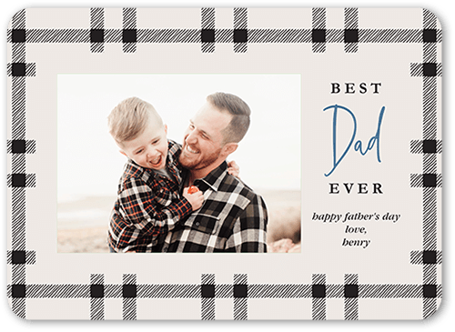 Best Dad Flannel Father's Day Card, Grey, 5x7 Flat, Pearl Shimmer Cardstock, Rounded