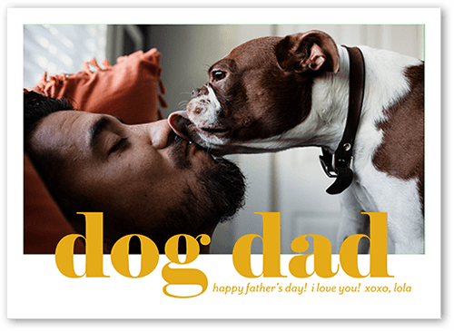 Dog Dad Father's Day Card, White, 5x7 Flat, Luxe Double-Thick Cardstock, Square