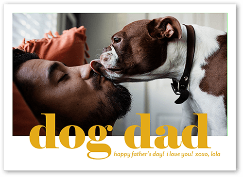 Dog Dad Father's Day Card, White, 5x7 Flat, Pearl Shimmer Cardstock, Square