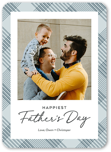 Hemmed Border Father's Day Card, Grey, 5x7 Flat, Standard Smooth Cardstock, Rounded