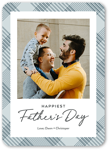 Hemmed Border Father's Day Card, Grey, 5x7 Flat, Pearl Shimmer Cardstock, Rounded