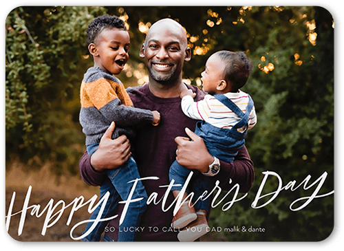 Grateful For Dad Father's Day Card, White, 5x7 Flat, Pearl Shimmer Cardstock, Rounded