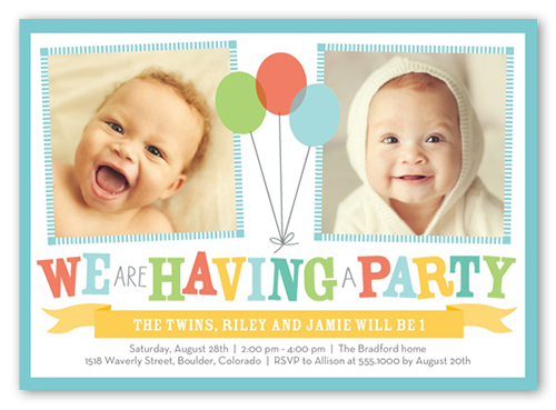 First Birthday Invitation Cards For Twins 1