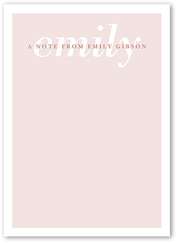 Simple Memo Personal Stationery, Pink, 5x7 Flat, Matte, Signature Smooth Cardstock, Square