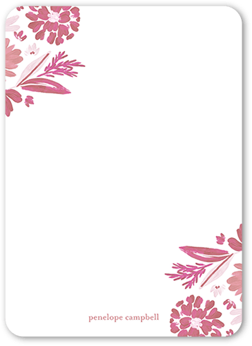 Bunched Corners Personal Stationery, Pink, 5x7 Flat, 100% Recycled Cardstock , Rounded