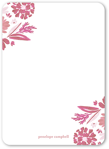 Bunched Corners Personal Stationery, Pink, 5x7 Flat, Standard Smooth Cardstock, Rounded