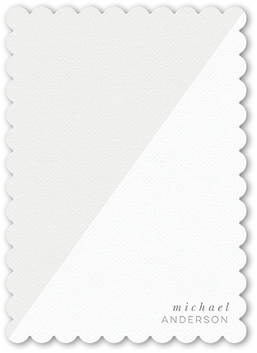 Forward Diagonal Personal Stationery, Grey, 5x7 Flat, Pearl Shimmer Cardstock, Scallop