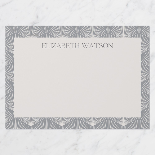 Peacock Frame Personal Stationery, Grey, 5x7 Flat, 100% Recycled Cardstock , Square, Asphalt