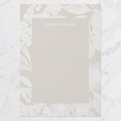 Floral Mark Personal Stationery, Beige, 5x7 Flat, Matte, Signature Smooth Cardstock, Square, Sandstone