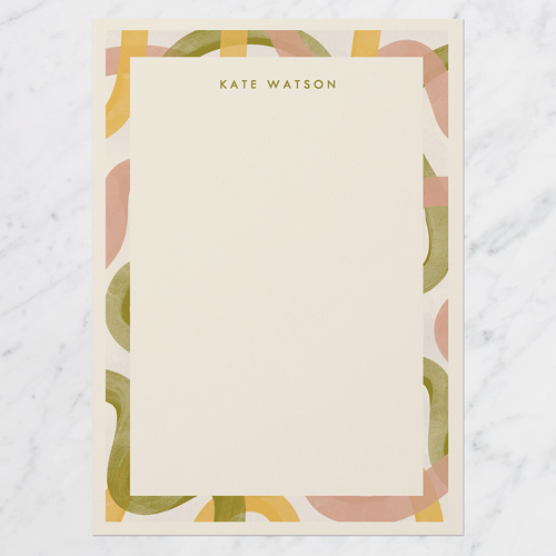 Wild Wiggling Lines Personal Stationery, Green, 5x7 Flat, Standard Smooth Cardstock, Square