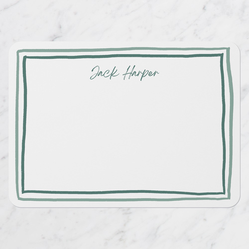Doubled Lines Personal Stationery, Green, 5x7 Flat, Standard Smooth Cardstock, Rounded, Pine