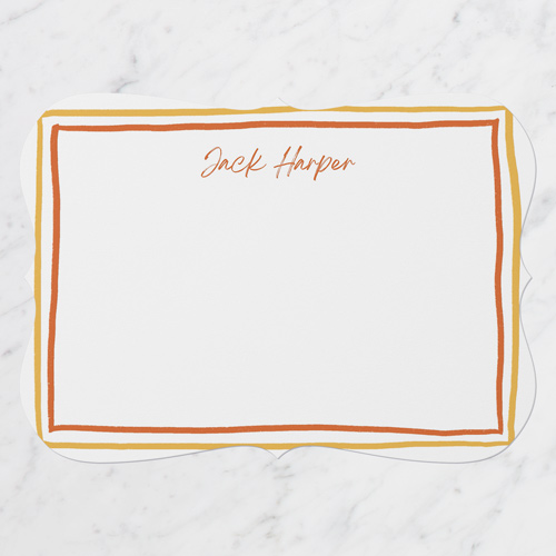 Doubled Lines Personal Stationery, Orange, 5x7 Flat, Pearl Shimmer Cardstock, Bracket