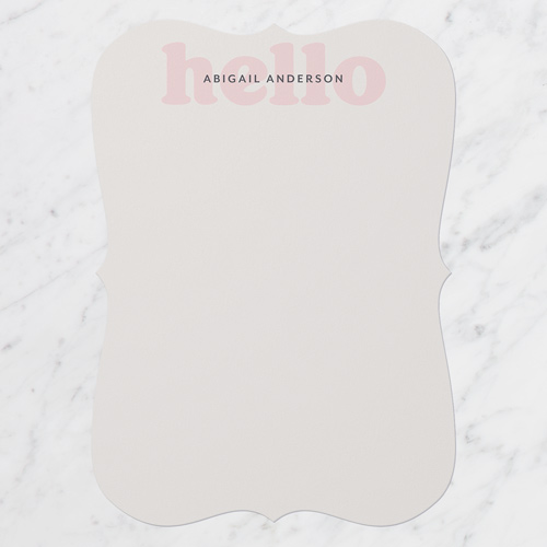 Direct Hello Personal Stationery, Pink, 5x7 Flat, Pearl Shimmer Cardstock, Bracket