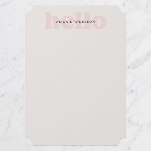 Direct Hello Personal Stationery, Pink, 5x7 Flat, Pearl Shimmer Cardstock, Ticket