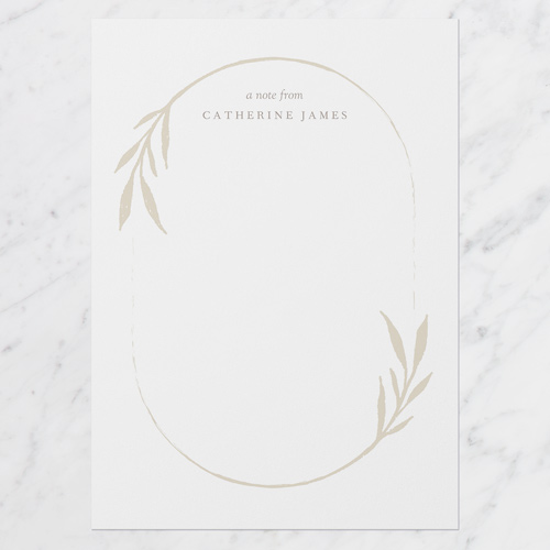 Oval Laurels Personal Stationery, Beige, 5x7 Flat, 100% Recycled Cardstock , Square, Limestone