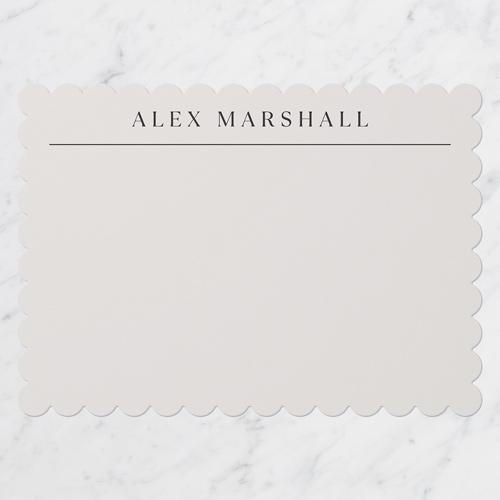 Clean Line Personal Stationery, Grey, 5x7 Flat, Matte, Signature Smooth Cardstock, Scallop