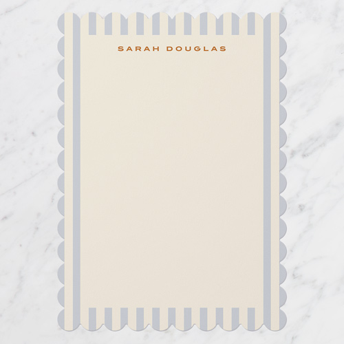 Vertical Stripes Personal Stationery, Blue, 5x7 Flat, Matte, Signature Smooth Cardstock, Scallop