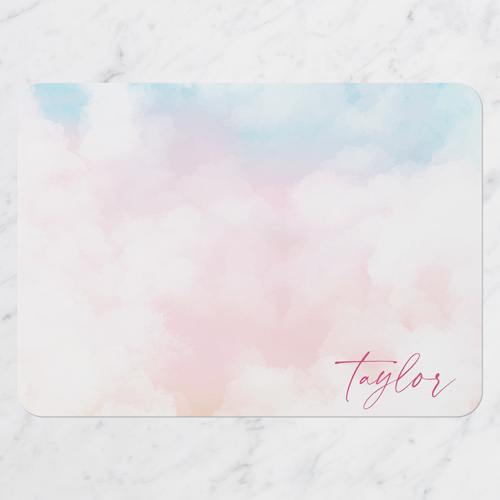Gentle Clouds Personal Stationery, Pink, 5x7 Flat, Standard Smooth Cardstock, Rounded, Ballet