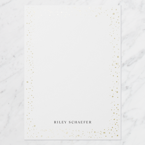 Confetti Boundary Personal Stationery, Gold Foil, White, 5x7 Flat, Matte, Signature Smooth Cardstock, Square, White