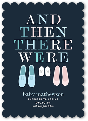 New Shoes Pregnancy Announcement, Blue, Matte, Signature Smooth Cardstock, Scallop