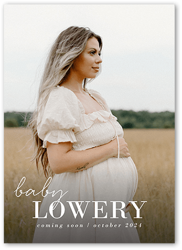 Editable Family Pseudonym Pregnancy Announcement, White, 5x7 Flat, Write Your Own Greeting, Luxe Double-Thick Cardstock, Square