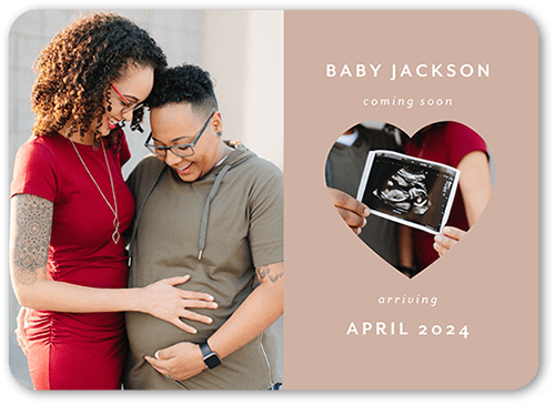 Small Heart Frame Pregnancy Announcement, Rounded Corners