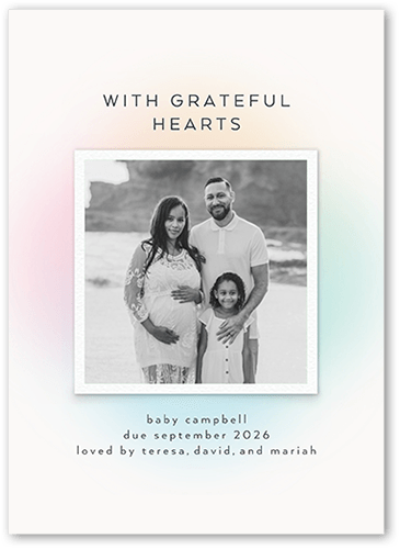 Rainbow Gradient Pregnancy Announcement, Grey, 5x7 Flat, Write Your Own Greeting, 100% Recycled Cardstock , Square