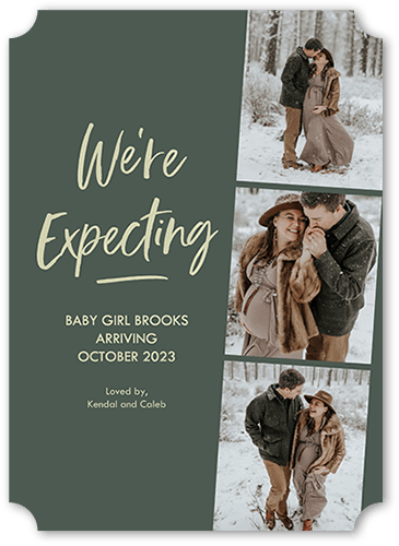 Expecting Filmstrip Pregnancy Announcement, Green, 5x7 Flat, Matte, Signature Smooth Cardstock, Ticket
