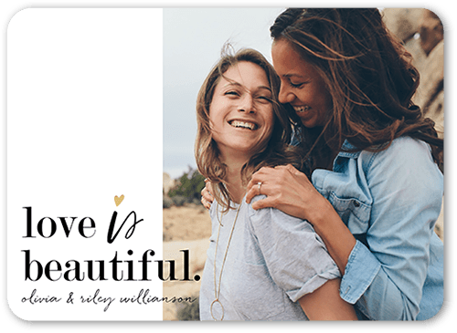 Love Is Exquisite Pride Month Greeting Card, White, 5x7 Flat, Pearl Shimmer Cardstock, Rounded
