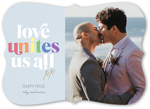 Passion Unites Pride Month Greeting Card, Blue, 5x7 Flat, 100% Recycled Cardstock , Bracket