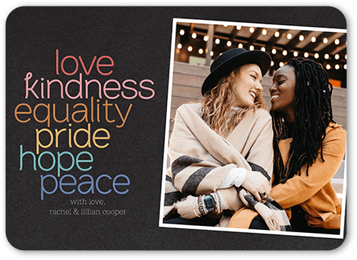 Stacked Love Pride Month Greeting Card, Grey, 5x7 Flat, Pearl Shimmer Cardstock, Rounded