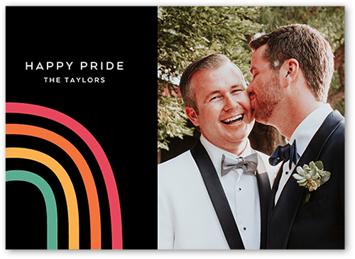 Rainbow Arch Pride Month Greeting Card, Black, 5x7 Flat, Luxe Double-Thick Cardstock, Square, Black