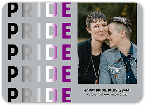 Asexual Flag Pride Month Greeting Card, Grey, 5x7 Flat, Matte, Signature Smooth Cardstock, Rounded, Ash