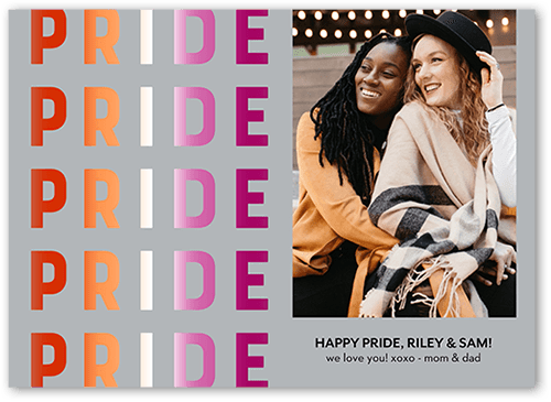Lesbian Flag Pride Month Greeting Card, Grey, 5x7 Flat, 100% Recycled Cardstock , Square