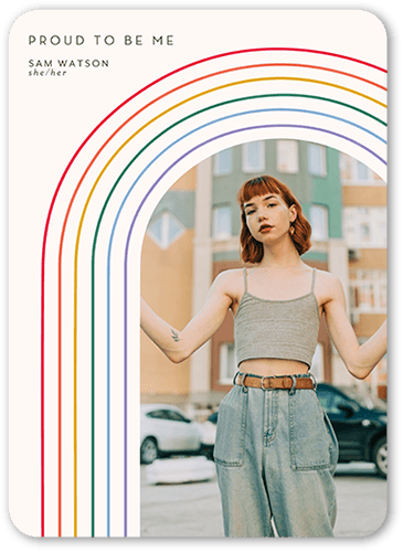 Arched Rainbow Pride Month Greeting Card, Grey, 5x7 Flat, Matte, Signature Smooth Cardstock, Rounded, Whisper Gray