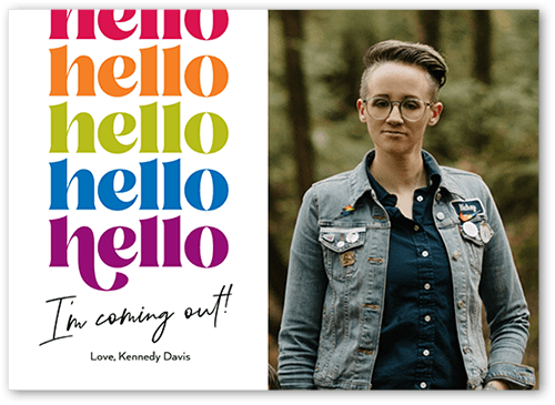 Retro Reveal Pride Month Greeting Card, White, 5x7 Flat, Pearl Shimmer Cardstock, Square, White