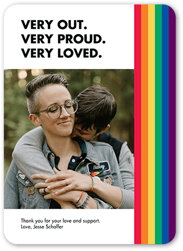 Very Proud Pride Month Greeting Card, White, 5x7 Flat, Pearl Shimmer Cardstock, Rounded