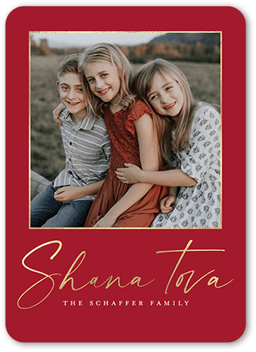 Slim Script Rosh Hashanah Card, Red, 5x7 Flat, Standard Smooth Cardstock, Rounded