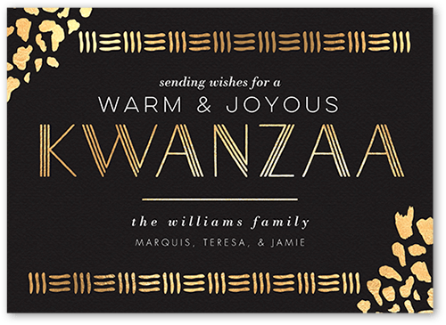 Patterned Corners Kwanzaa Card, Grey, 5x7 Flat, Kwanzaa, Matte, Signature Smooth Cardstock, Square