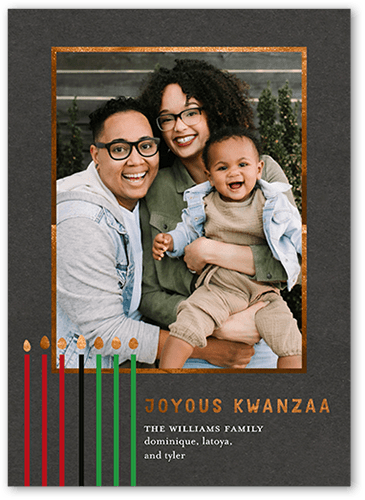 Simple Candles Kwanzaa Card, Black, 5x7 Flat, Kwanzaa, Pearl Shimmer Cardstock, Square