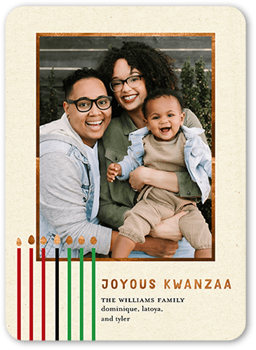 Simple Candles Kwanzaa Card, Beige, 5x7 Flat, Kwanzaa, 100% Recycled Cardstock , Rounded